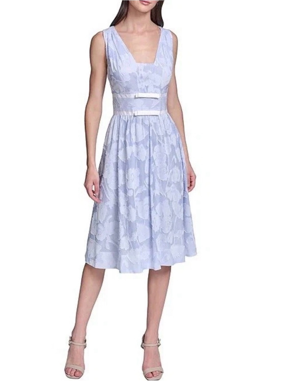 Karl Lagerfeld Paris Women’s Size 8 Blue White Floral Fit Flare Dress NWT